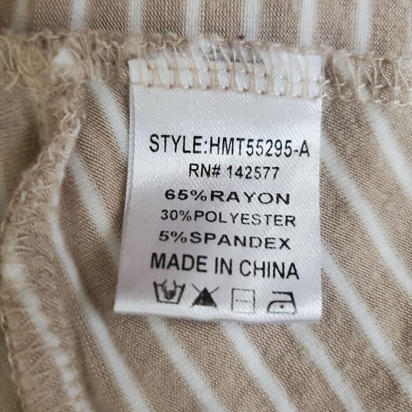 Haute Monde Women's White Striped Twisted Front Hem Long Sleeve Shirt Tan Large - Picture 6 of 10